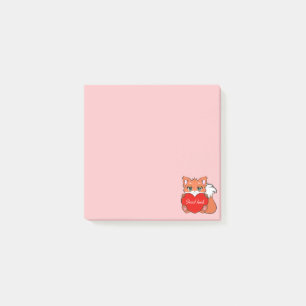 Post-it® Joli Petit Renard sur des Notes Rose Clair