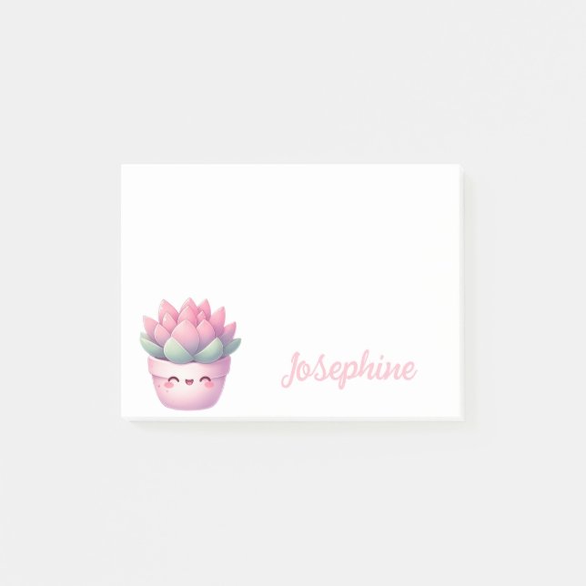 Post-it® Joli Pot de Succulente Personnalisé Nom Fille (Devant)