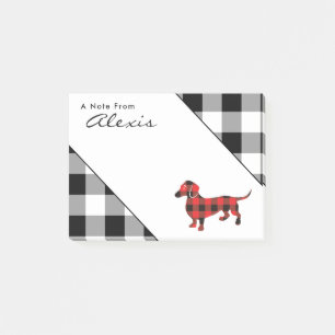 Post-it® Joli Red Flannel Plaid Dachshund Chien