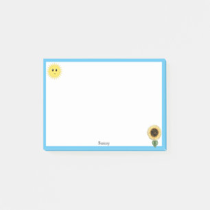 Post-it® Joli soleil, tournesol et cadre bleu clair