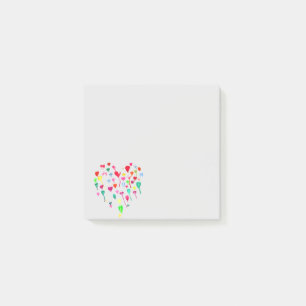 Post-it® Jolie aquarelle coeur la papeterie de fille coloré