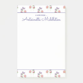 Post-it® Jolie aquarelle Floral rose Lavande personnalisée