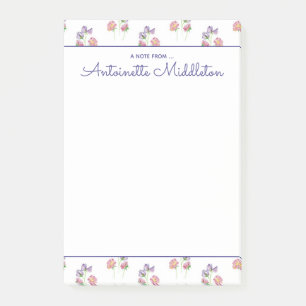 Post-it® Jolie aquarelle Floral rose Lavande personnalisée
