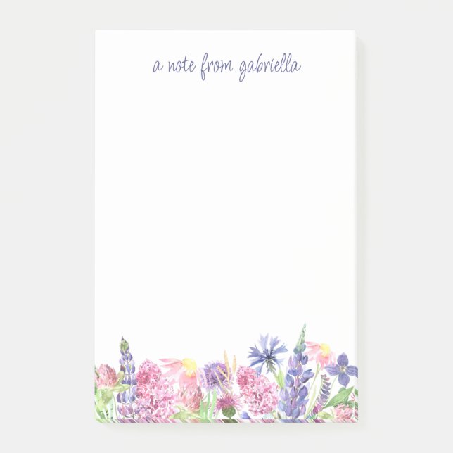 Post-it® Jolie aquarelle frontière florale personnalisée (Devant)