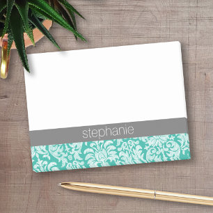 Post-it® Jolie dentelle Damask motif turquoise vert et gris