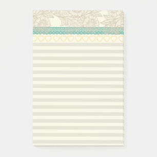 Post-it® Jolie féminine très pastel dentelle et rayures Ret