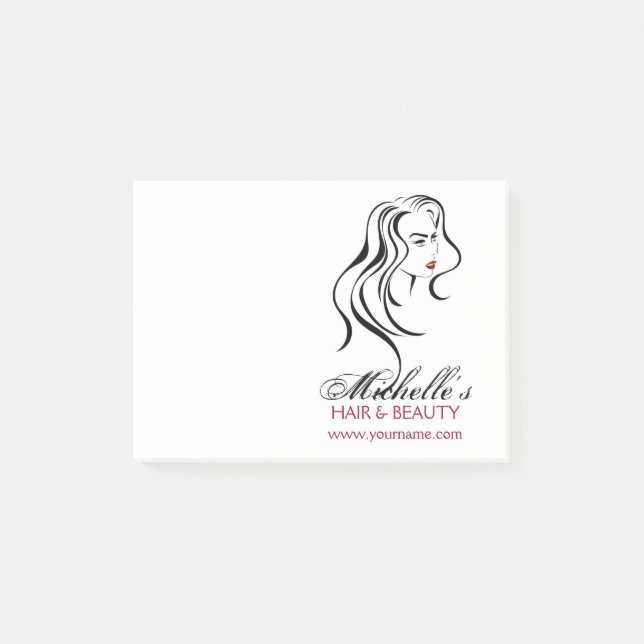 Post-it® Jolie fille aux cheveux ondulés et Icône maquillag (Devant)