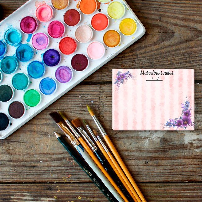 Post-it® Jolie fleur violette et bandes roses douces 4" x 3 (Créateur téléchargé)