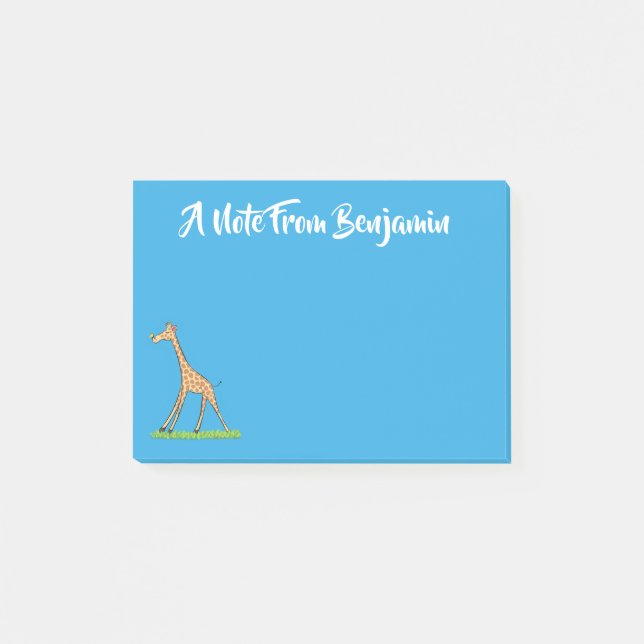 Post-it® Jolie girafe avec dessin animé de papillon (Devant)