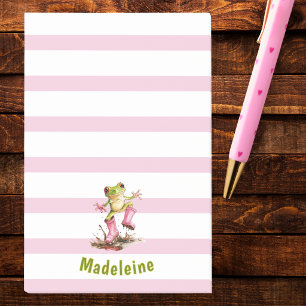Post-it® Jolie grenouille aux bottes de pluie roses monogra