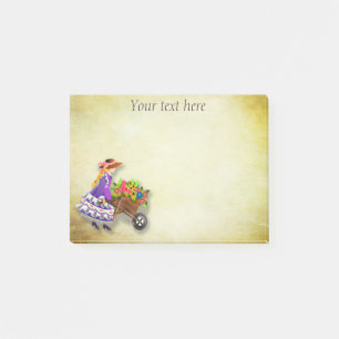 Post-it® Jolie petite fille aux fleurs et brouette Note Pos