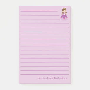 Post-it® Jolie princesse fille personnalisée lin rose