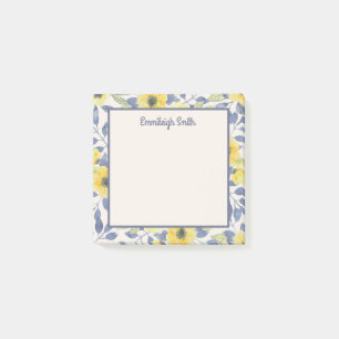 Post-it® Jolies Fleurs Bleu Poussiéreux Jaune Crème Féminin