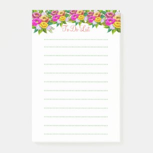Post-it® Jolies fleurs multicolores Choses à faire alignées