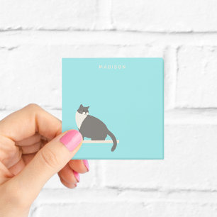 Post-it® Jolies notes de chat gris et blanc avec nom