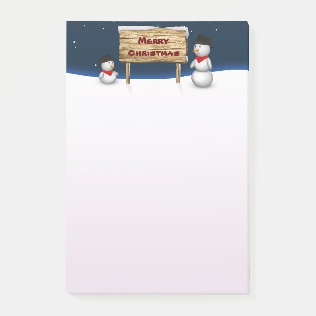 Post-it® Jolis bonshommes de neige souhaitant un Joyeux Noë (Devant)