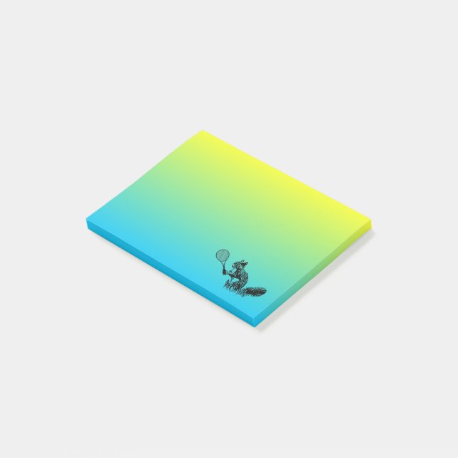 Post-it® Joueur de tennis d'écureuil en bleu et jaune (Incliné)