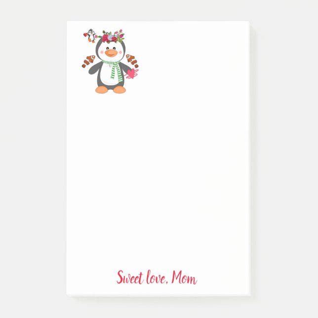 Post-it® Joyeuse carte de Saint-Valentin pour pingouin (Devant)