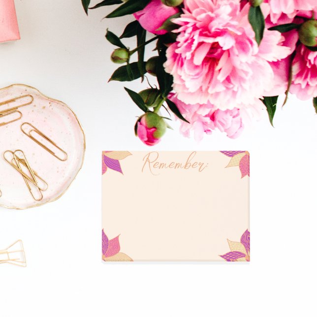 Post-it® Joyeuse Fleur (Personalized Happy Flower Post it Notes in Purple and Pink)