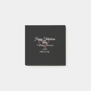 Post-it® Joyeuse Saint-Valentin cœur rouge paillettes nom n