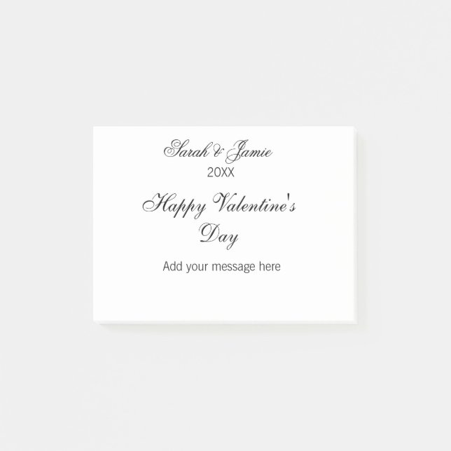 Post-it® Joyeuse Saint-Valentin nom date message simple ele (Devant)