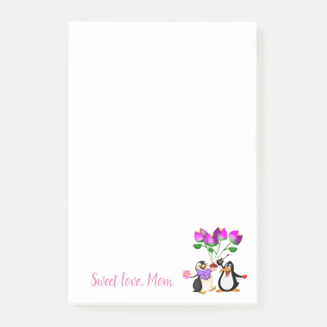 Post-it® Joyeuse Saint-Valentin Pingouin Note de poste (Devant)