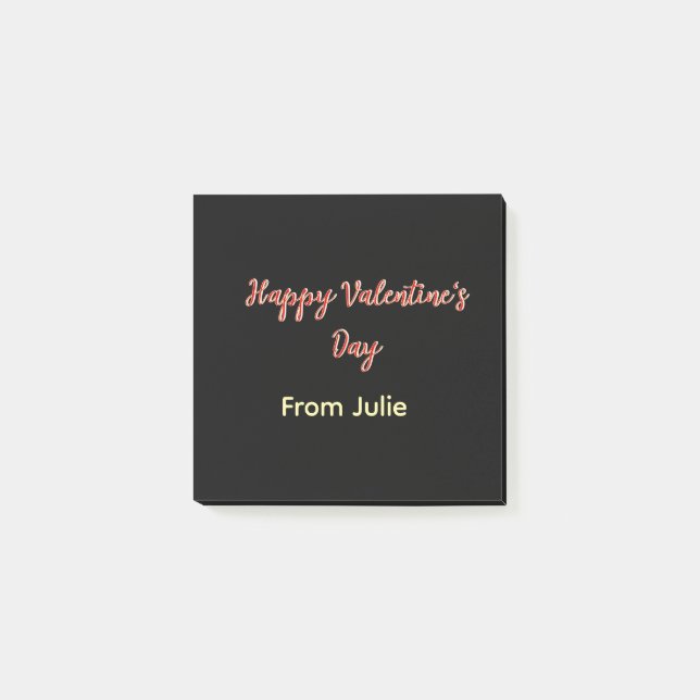 Post-it® Joyeuse Saint-Valentin rouge noir de nom stylé  (Devant)