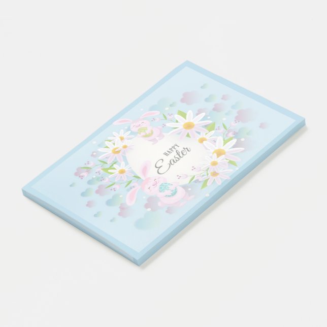Post-it® Joyeuses Pâques Lapin Floral Tendance (Incliné)
