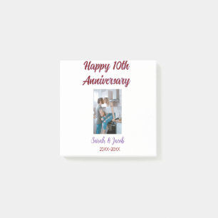 Post-it® Joyeux 10e anniversaire photo mariage nom du coupl