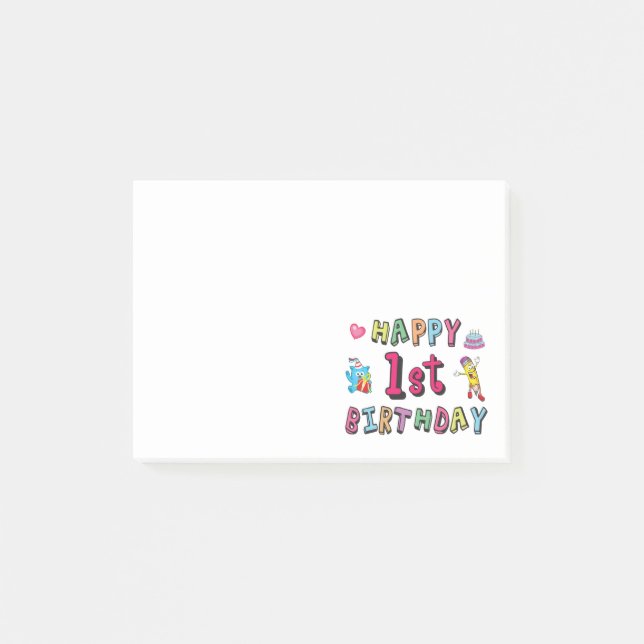 Post-it® Joyeux 1er anniversaire pour enfants de 1 an B jou (Devant)