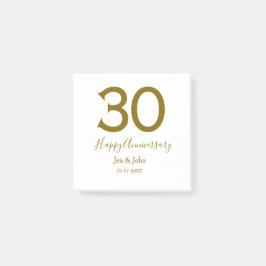 Post-it® Joyeux 30e anniversaire nom date golden bold lette