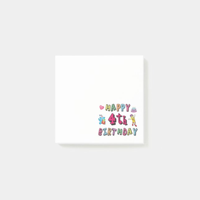 Post-it® Joyeux 4ème anniversaire. 4 ans jour d'anniversair (Devant)