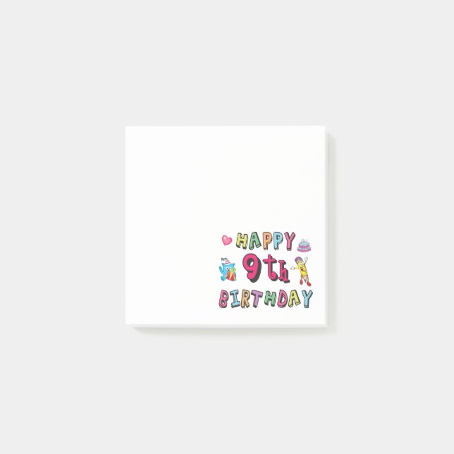 Post-it® Joyeux 9e anniversaire pour enfants de 9 ans B jou (Devant)