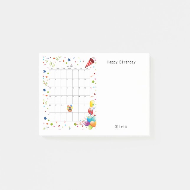 Post-it® Joyeux anniversaire Juin 2022 Post-it Notes (Devant)