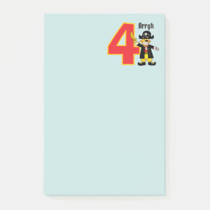 Post-it® Joyeux Anniversaire Pirate Mignon Garçon 4 Ans