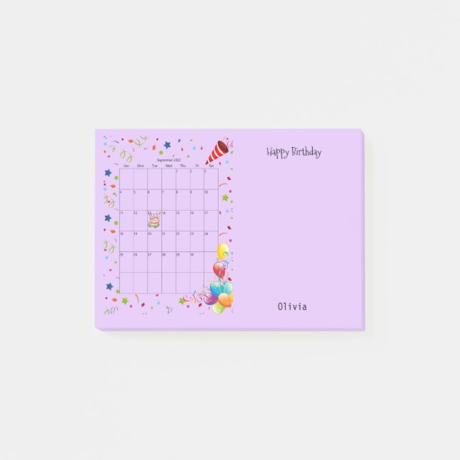 Post-it® Joyeux anniversaire Septembre 2022 Post-it Notes (Devant)