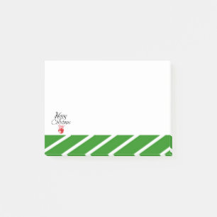 Post-it® Joyeux Noël à rayures vertes et blanches