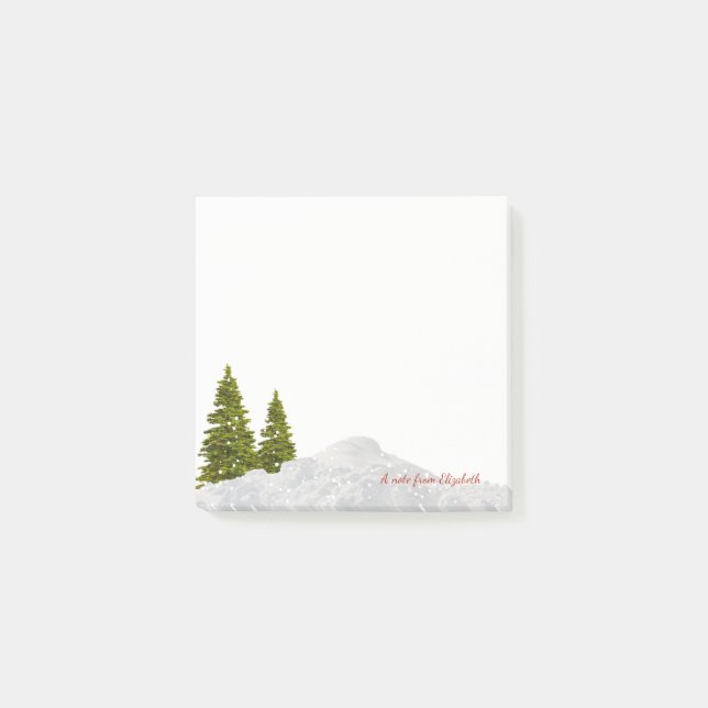 Post-it® Joyeux Noël, Arbre de Noël Neige -Personnalisé (Devant)