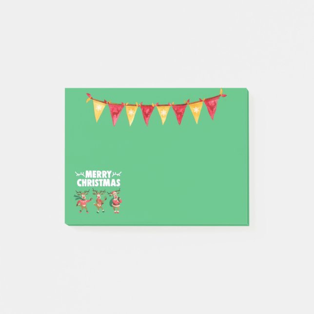 Post-it® Joyeux Noël Bannière Danser Reinder (Devant)