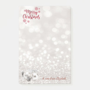 Post-it® Joyeux Noël,Bokeh Pailleté ,Boules de Noël