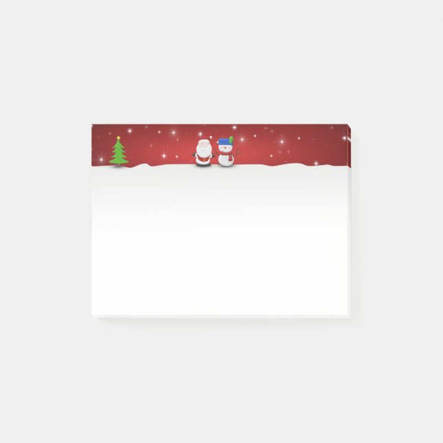 Post-it® Joyeux Noël Bonhomme de neige et Père Noël (Devant)