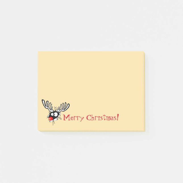 Post-it® Joyeux Noël fou rouge renne à nez (Devant)