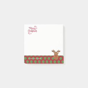 Post-it® Joyeux Noël, Renne de dessin animé - Personnalisé