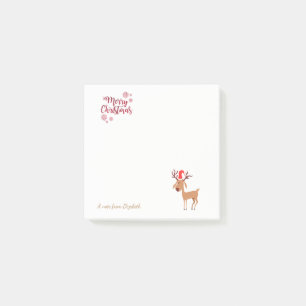 Post-it® Joyeux Noël, Renne de dessin animé - Personnalisé