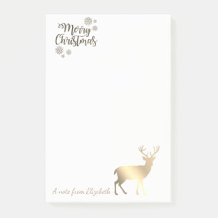 Post-it® Joyeux Noël, Renne en Or Faux-Personnalisé