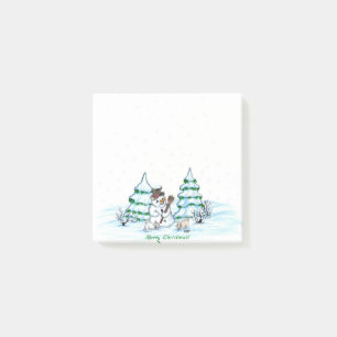 Post-it® Joyeux Noël! Snowman avec chat et chiot