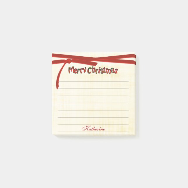 Post-it® Joyeux Noël Tartan Typographie Motif (Devant)