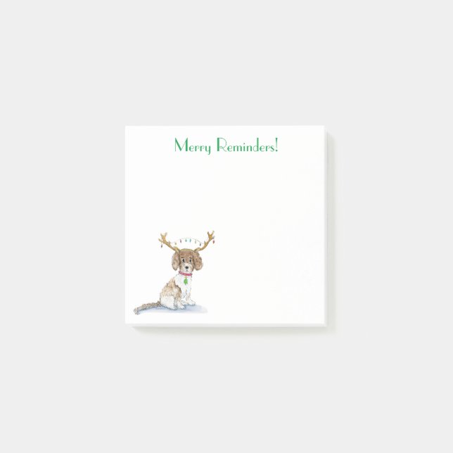 Post-it® Joyeux rappels ! Aquarelle Labradoodle Xmas (Devant)