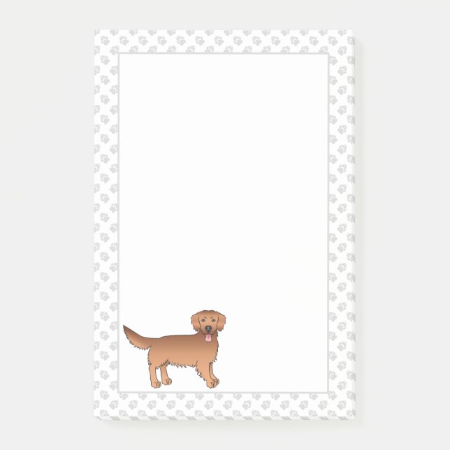 Post-it® Joyeux Red Golden Retriever Dessin Chien avec patt (Devant)