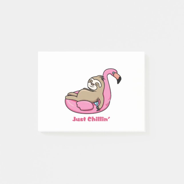 Post-it® JUSTE CHILLIN' - Flamant rose rose et paresseux (Devant)
